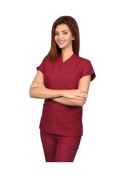 Kadın Doktor Hemşire Forması Scrubs Likralı Esnek Kumaş Hastane N (490701797)