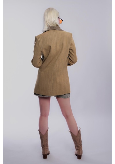 Madmext Haki Bağlama Detaylı Blazer Kadın Ceket Mg2482 Haki