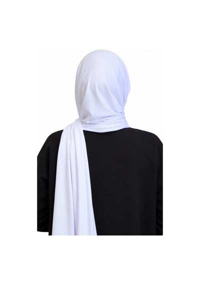 Modish Group Penye Boyun Kapamalı Şal Başörtü Hazır Giyim Turban Esnek Jersey Şal Beyaz