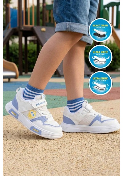 Reyber 026 F Beyaz-mavi Unisex Çocuk Spor Ayakkabı Beyaz - Mavi