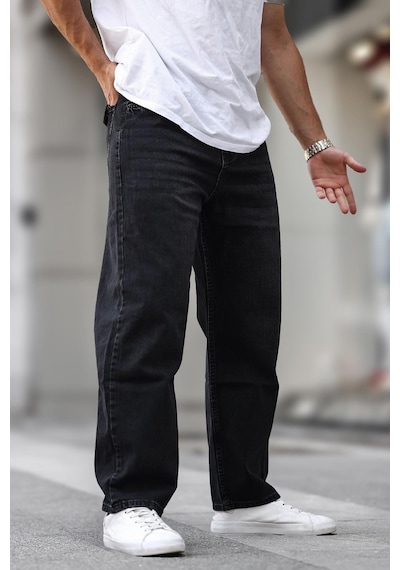 Madmext Siyah Erkek Yıkamalı Baggy Jean 7216-siyah Siyah