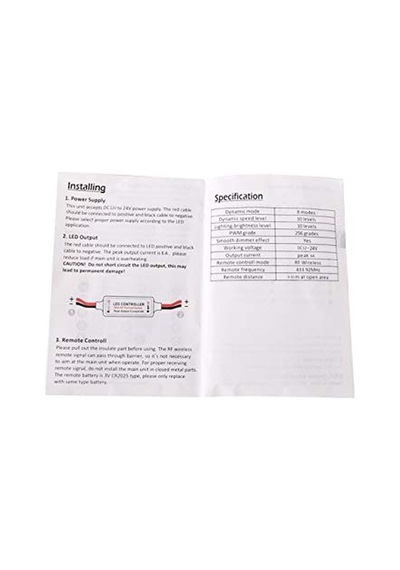 Uzaktan Kumandalı Şerit Led Dimmer Led Işık Kontrolü 12v/24v Pil Hediyeli 10 Parça Siyah