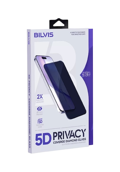 Newface Apple İphone 15 Bilvis 5d Privacy Diamond Hayalet Cam Ekran Koruyucu