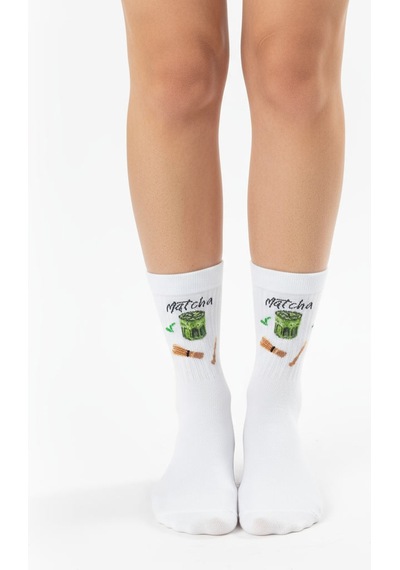 Gost Liria Macha Socks Desenli Unisex Soket Çorap Beyaz