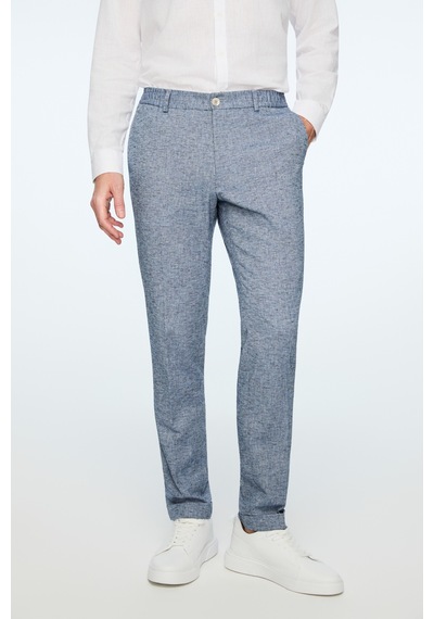 Morven Erkek Lacivert Keten Trend Desenli Lastikli Slim Fit Pantolon 26ys003003200 Lacivert