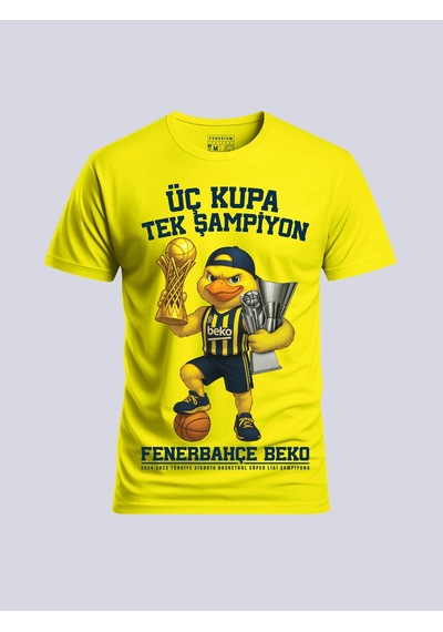 Fenerium Basket Üç Kupa Tek Şampiyon Tshırt 24 Sarı