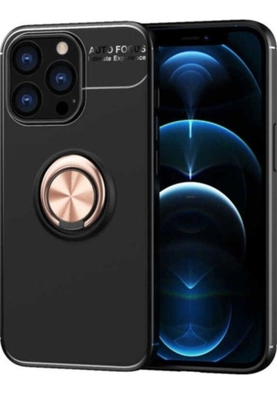 Apple Uyumlu iPhone 13 Pro Max Kılıf Zore Ravel Silikon Kapak Siyah-Rose Gold