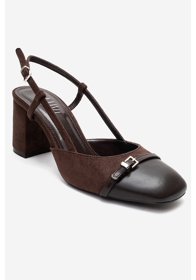 Luvishoes Desıa Kahverengi Süet Kadın Kalın Topuklu Ayakkabı Kahverengi