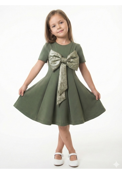 Xo Kids Kız Çocuk Elbise 3-7 Yaş 12301 Haki