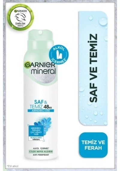 2'li Mineral Saf Ve Temiz Sprey Kadın Deodorant Seti, 72 Saat Etkili