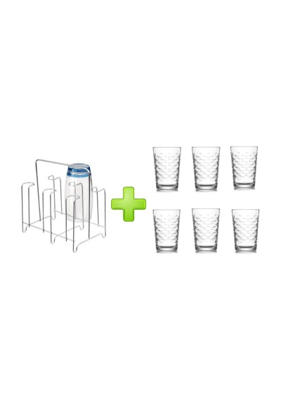 CAM 6 LI SU,MEŞRUBAT BARDAĞI VE TEZGAH ÜSTÜ BARDAK KURUTMALIK SET