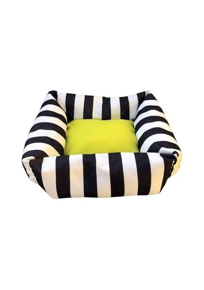 Lüks Kare Zebra Desen Kedi Köpek Yatağı, Sarı