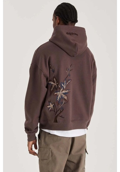 American Rag Cie Organik Pamuklu Kahverengi Hawthorn Kapşonlu Sweatshirt - Rahat Kesim