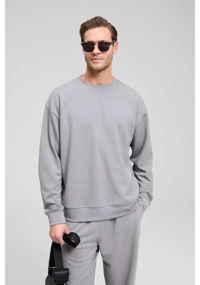 Grimelange Vıento Erkek Bisiklet Yaka Uzun Kollu Regular Fit Gri Sweatshirt Gri