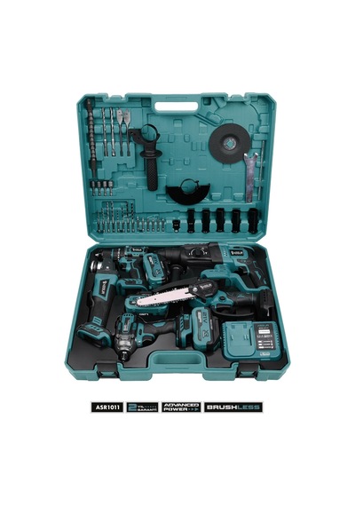 Assur 21V Akülü 5'li Set Kırıcı Delici Hilti Taşlama Somun Sıkma Akülü Vidalama Budama Testeresi - 2256