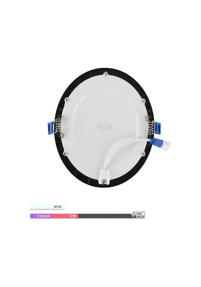 Ack Ap01-01201 12w Slim Led Panel Siyah Kasa 3000k Sarı Işık Gömme Spot Lamba Siyah