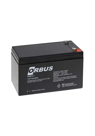 Sh Orbus Orb12-7 12 Volt 7 Amper Kuru Tip Akü 150x65x90mm Najmaddin