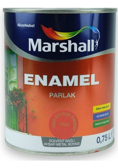Marshall Enamel Parlak Ahşap Metal Boyası Bayrak Kırmızı 0,75 L