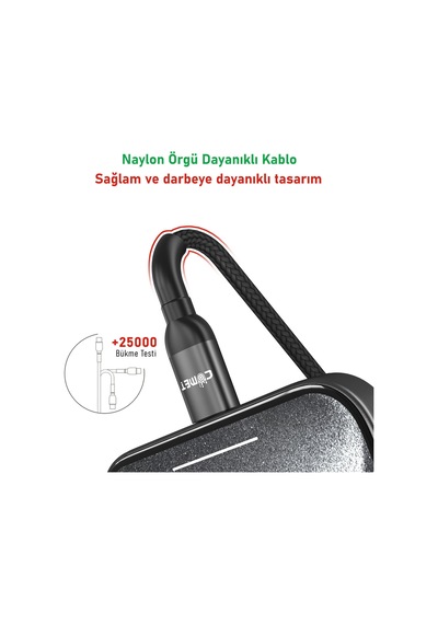 Stream İphone Uyumlu 30w Pd Hızlı Şarj Kablosu 1.2m Örgülü Type-c To Lightning Siyah