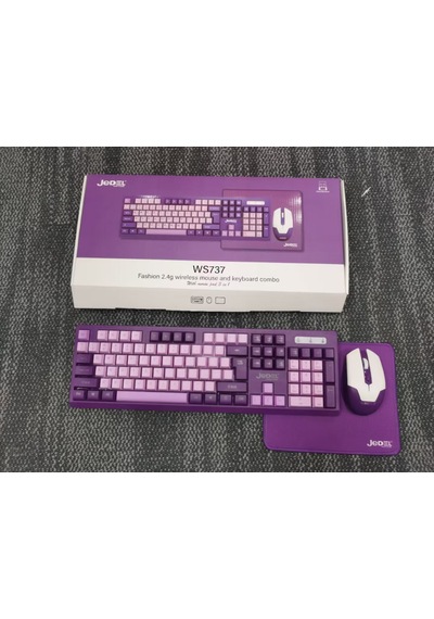 Mor & Pembe Klavye + Mouse + Mousepad Seti - Masaüstü Klavye Mouse Seti 2.4 Ghz Diğer