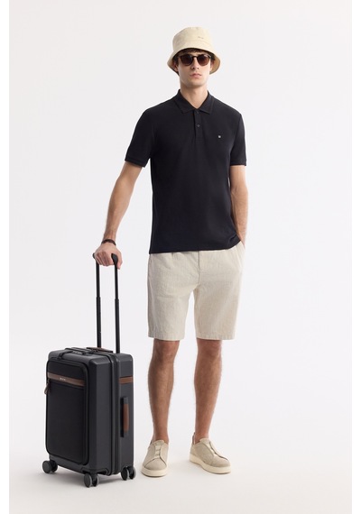 Avva Erkek Siyah Kıvrılmaz Polo Yaka %100 Pamuk Basic Regular Fit T-shirt B001032