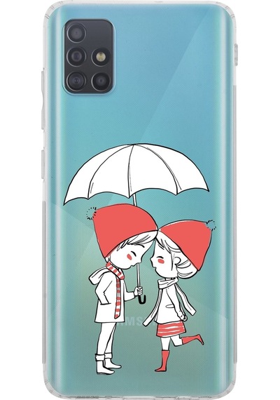 Samsung Galaxy Uyumlu A51 Kamera Korumalı Kapak Aşk Tasarımlı Şeffaf Kılıf Şeffaf
