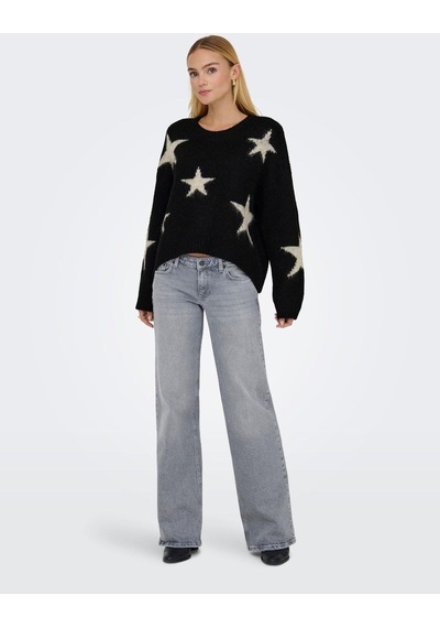 Only Onlazu Ls Star O-neck Knt Siyah