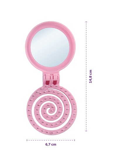 Beauty Makaron Saç Fırçası - 3d Esnek, Aynalı, Çanta Boy - Compact Detangler Lilapembe