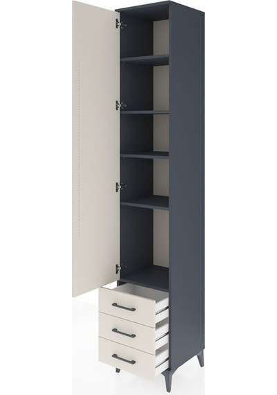 Hyperion Dolap 5 Raflı 3 Çekmeceli Tek Kapaklı 44x44x243 Antrasit-aytaşı Antrasit