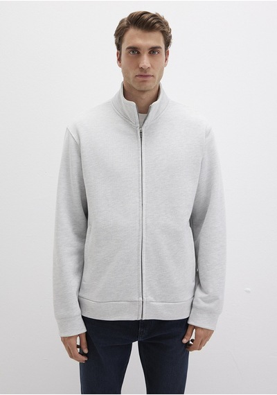 Mavi - Dik Yaka Fermuarlı Gri Sweatshirt 0s10377-82498
