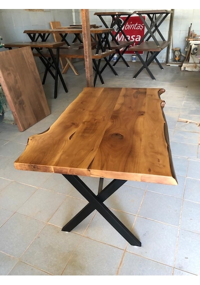 Bintaşmobilya Doğal Ceviz Ağacı Kütük Masa 150X85.Cm