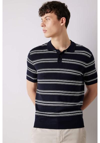 DeFacto Regular Fit Polo Yaka Çizgili Kısa Kollu Yumuşak Tuşeli Triko Tişört E2665AX25SPNV64 DeFacto Regular Fit Polo Yaka Çizgili Kısa Kollu Yumuşak Tuşeli Triko Tişört E2665AX25SPNV64