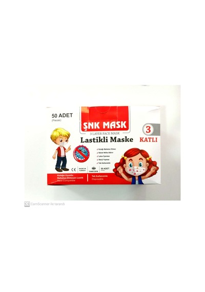 Şnk Mask 3 Katlı Lastikli Cerrahi Medikal Çocuk Maskesi 50 Adet