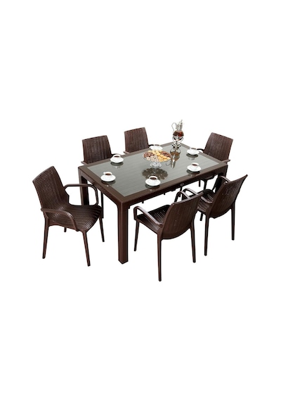 Mandella Elit Rattan 90x150 Nirvana Koltuk Camlı Masa Takımı Diğer