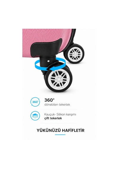 Polo&sky Altuğ Model Pembe Renk 3'lü Abs Valiz Seti Kabin - Orta - Büyük