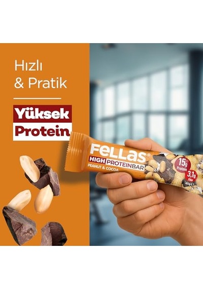 Yüksek Protein Bar, Yer Fıstıklı Ve Kakaolu, 45gr X 12 Adet