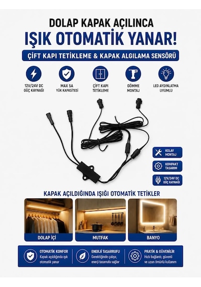Dolap Kapak Sensörü Gömme 2 Li