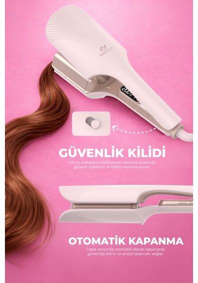 Ks-516 Profesyonel Dalga Saç Maşası 7 Sıcaklık Ayarlı Otomatik Kapanmalı