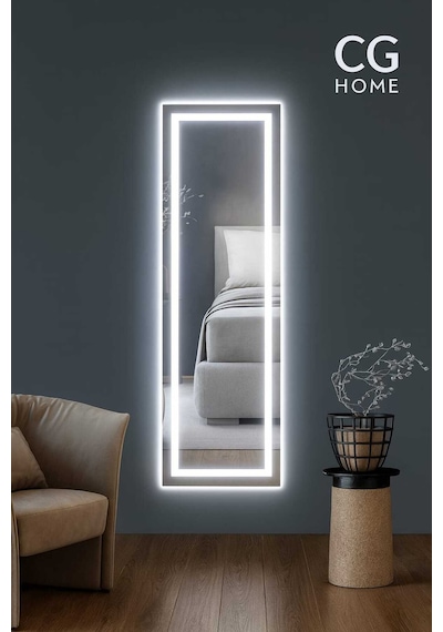 Biga Ledli Ayna, Dekoratif Ayna, Led Ayna, Salon Aynası, Konsol Aynası 144x36 Cm 140 Beyaz