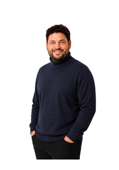 Battalmoda Erkek Büyük Beden Lacivert Tam Balıkçı Pamuklu Kazak 3xl-4xl-5xl-6xl