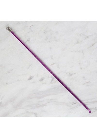 Abarta 4,0mm Renkli Metal Gagalı Örgü Şiş Tunus Tığ 25cm- Mor 1 Adet