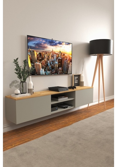 B3 Concept Nort Serisi Koyu Gri & Safir Meşe 2 Kapaklı Duvar Tipi
