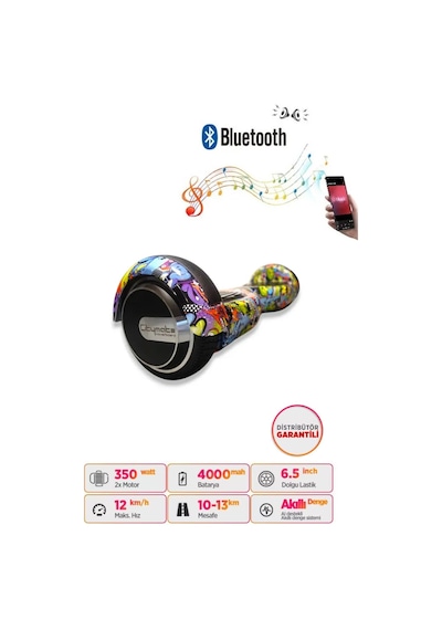 Citymate Hoverboard 6.5 inch Elektrikli Kaykay Scooter Bluetooth Hoparlörlü D22