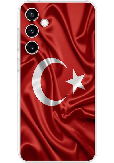 Samsung Galaxy S23 Fe Uyumlu Türk Bayrağı Baskılı Silikon Kılıf Renkli