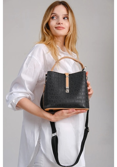 Just Polo Kadın Orijinal Just Polo 3 Bölmeli Ayarlanabilir Askılı Şık El & Omuz Çantası Shoulder Bag Siyah - Camel