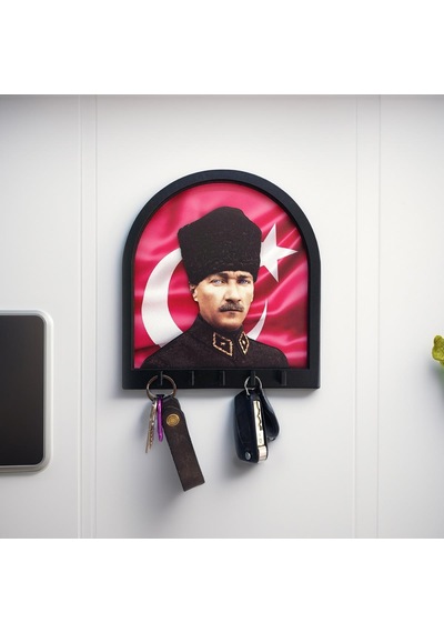 Cajuart Boyutlu Kabartma Tasarım Atatürk Bayrak Tema Anahtarlık Duvar Askılık Dekor