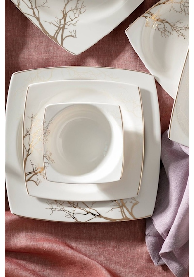 Karaca  Square Bone Autumn 60 Parça 12 Kişilik Yemek Takımı Gold