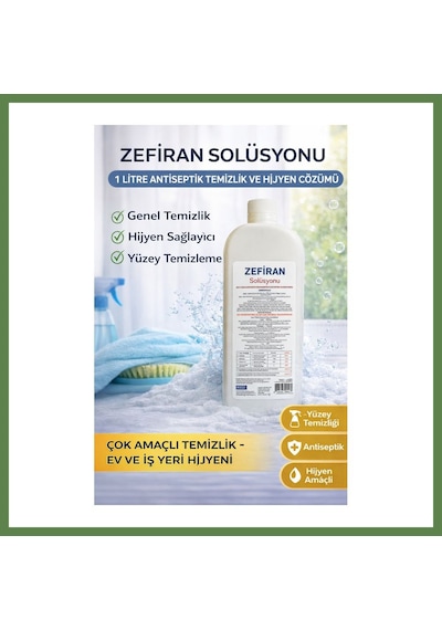 Bezos Zefiran Solüsyonu 1 Litre Antiseptik Temizlik Ve Hijyen Amaçlı Çok Amaçlı Solüsyon 1 Adet Hb006