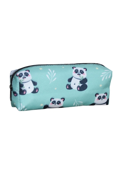 Yeşil Panda Desenli Tatlı Kalemlik - Okul Kalemliği-makyaj Çantası