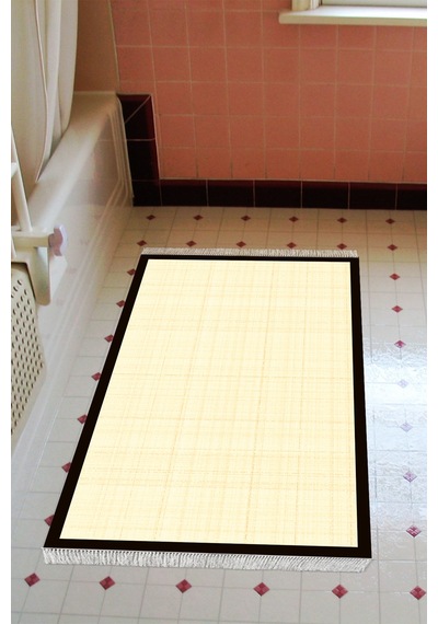 Kaymaz Taban Djt Banyo Mutfak Salon Halı Trend Saçaklı Dokuma Desen E5007 Açık Şeftali